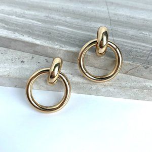 NEW~ Anthropologie Single Gold Loop Hoop Earrings